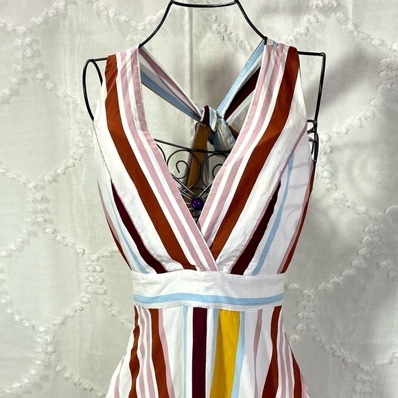 Zara Multicolor stripped halter neck midi length dress size XS - Picture 3 of 7